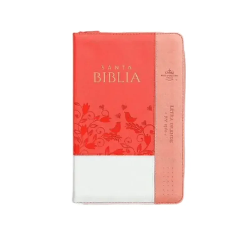 Biblia Inspiración RVR - Blanco - Coral / Pájaros