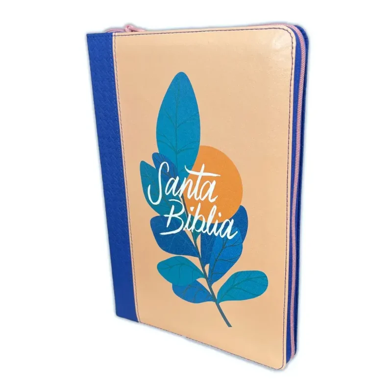 Biblia RVR Edición con cierre - Sentipiel Azul/Coral